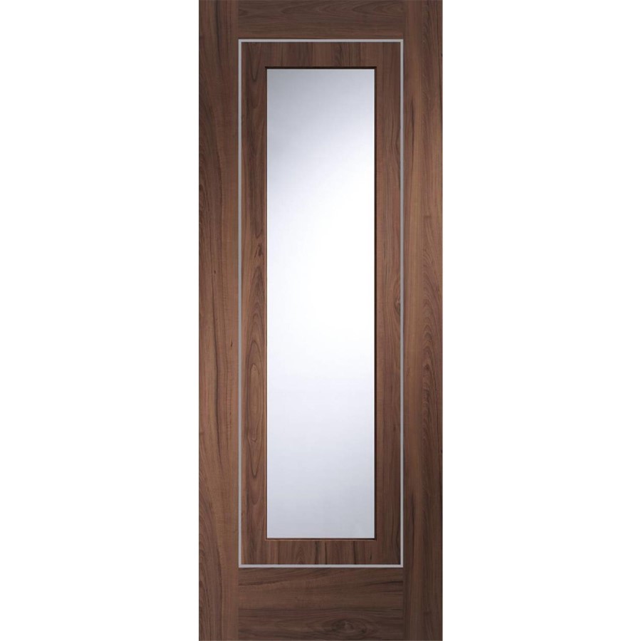 Internal Walnut Fully-Glazed Door with Clear Glass - Pre-Finished - 1981 x 762 x 35mm - Varese Essential - XL Joinery