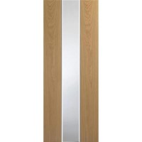 Internal White Painted Glazed Door with Clear Glass and Oak Veneer Inlay - Pre-Finished - 1981 x 762 x 35mm - Pescara - XL Joinery