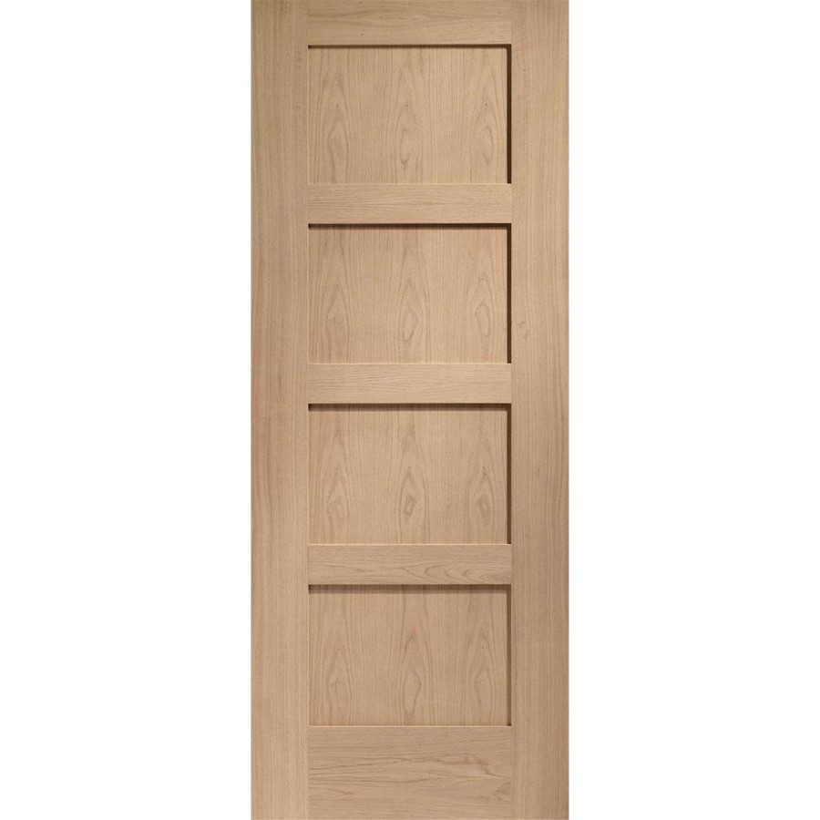 Internal Oak Shaker 4 Panel FD30 Fire Door - Pre-Finished - 1981 x 762 x 44mm - Shaker 4 - XL Joinery