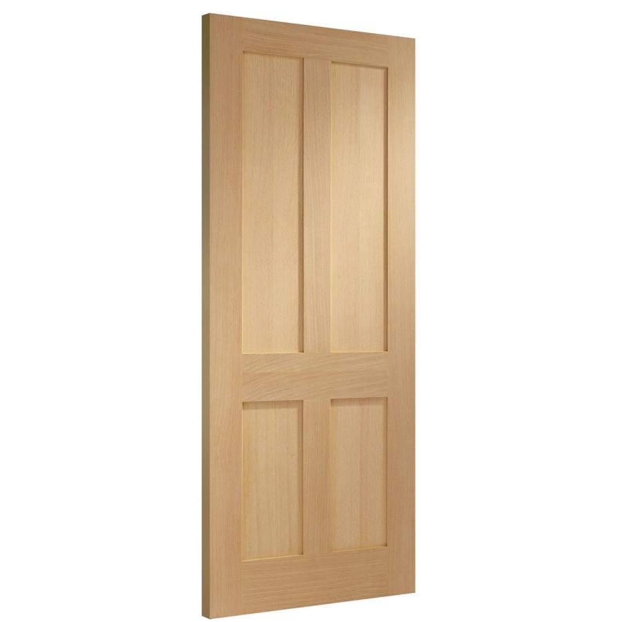 Internal Oak Victorian Shaker 4-Panel FD30 Fire Door - Pre-Finished - 1981 x 686 x 44mm - Victoria - XL Joinery