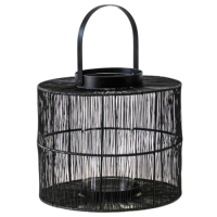 Ivyline Small Black Outdoor Wire Lantern with Glass Insert Portofino Ivyline Small Black Outdoor Wire Lantern with Glass Insert Portofino