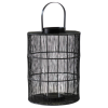 Ivyline Large Black Outdoor Wire Lantern with Glass Insert Portofino