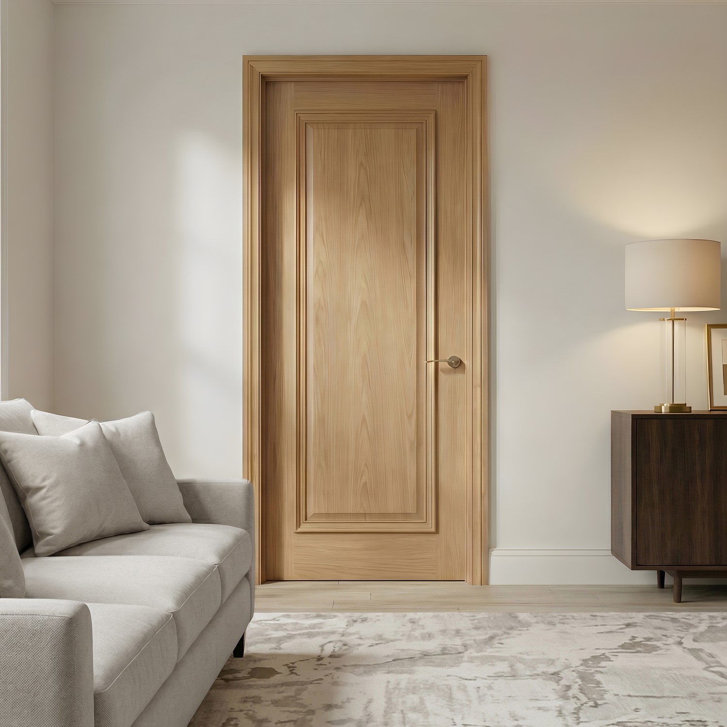 Internal Oak FD30 Fire Door Raised Mouldings Pre Finished 1981 x 762 x 44mm Wellington
