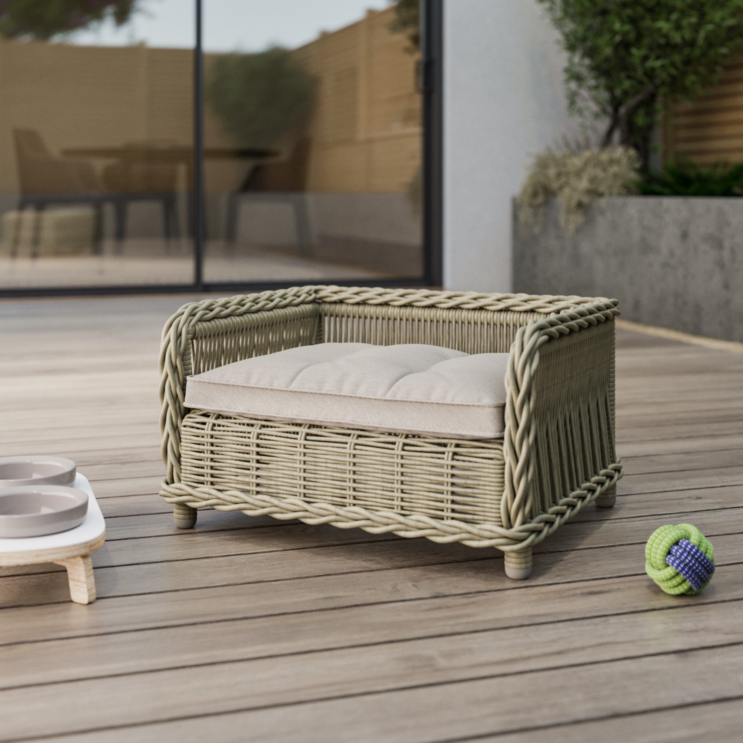 Photo of Small rattan outdoor pet bed