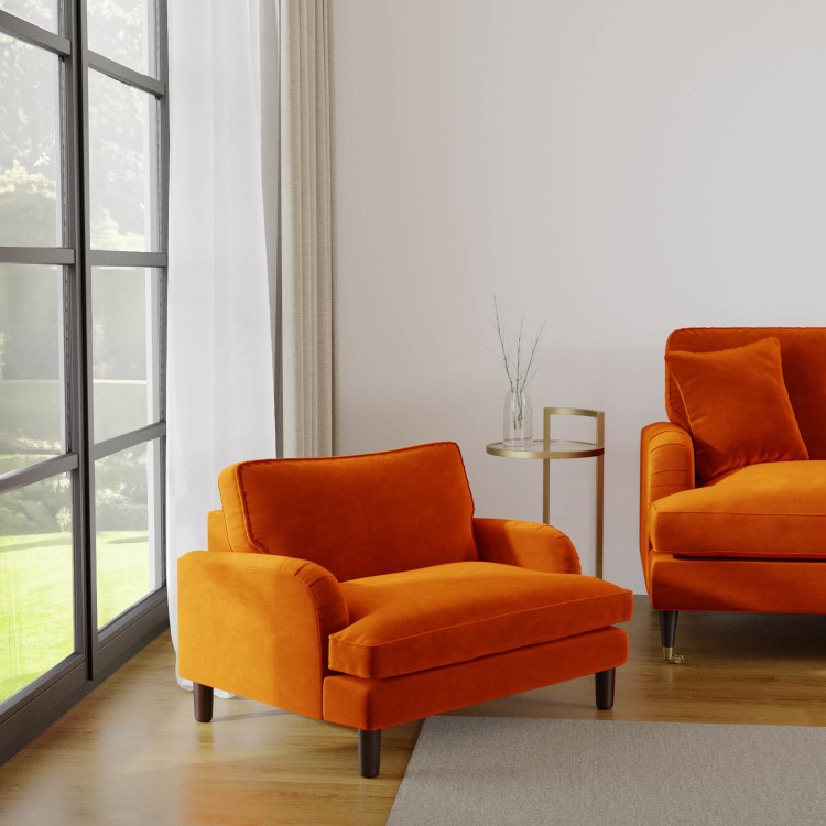 Pet Sofa Bed in Orange Velvet - Suitable for Dogs & Cats