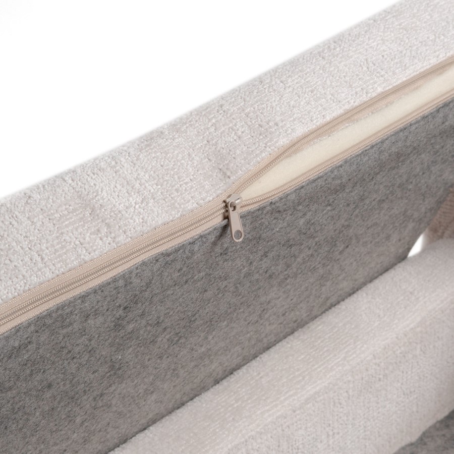 Large Dog Bed in Cream Textured Fabric with Washable Cover - Naomi