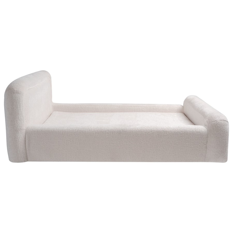 Large Dog Bed in Cream Textured Fabric with Washable Cover - Naomi