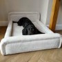 Large Dog Bed in Cream Textured Fabric with Washable Cover - Naomi