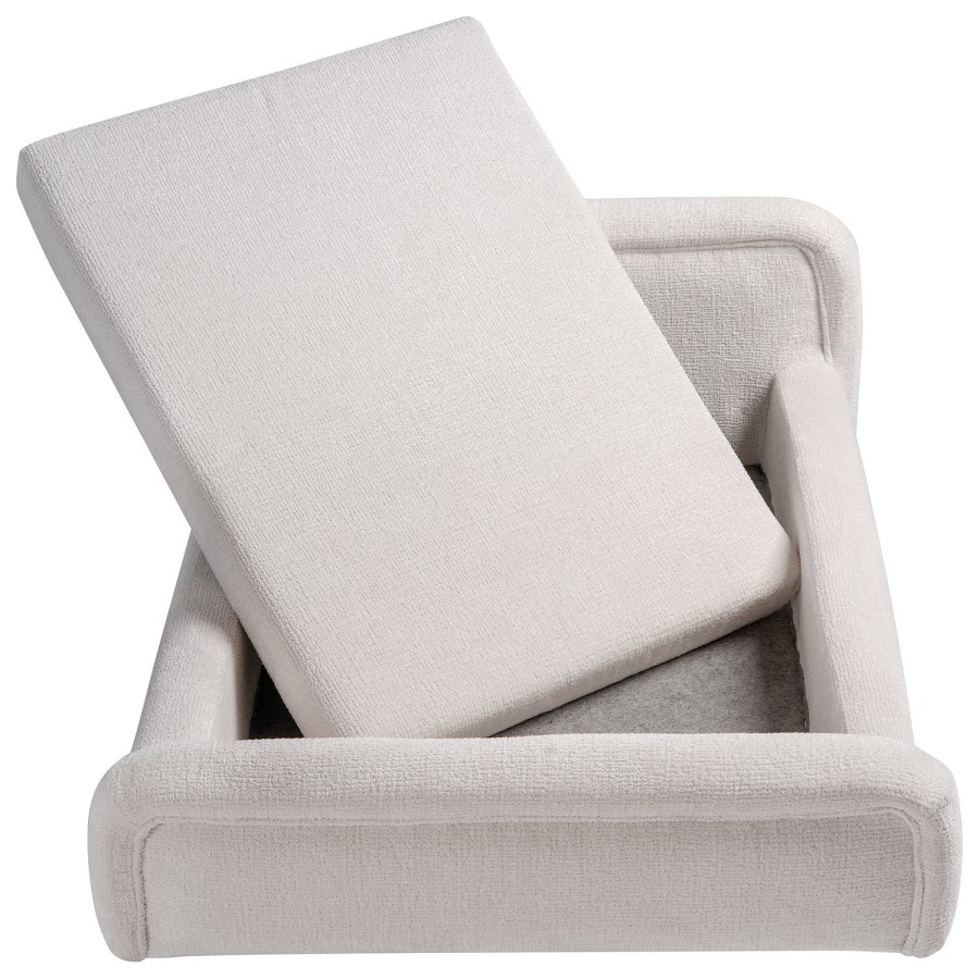 Large Dog Bed in Cream Textured Fabric with Washable Cover - Naomi