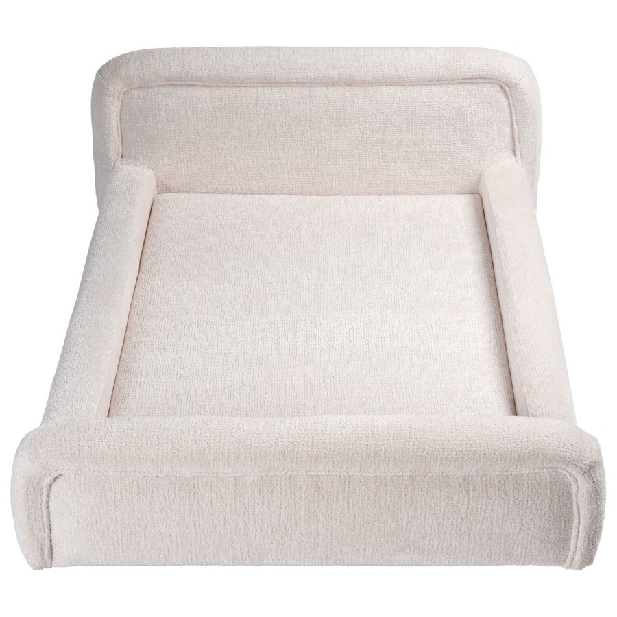 Large Dog Bed in Cream Textured Fabric with Washable Cover - Naomi