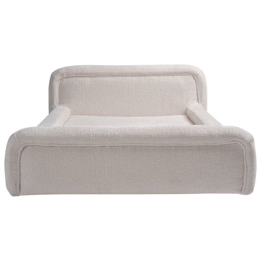 Large Dog Bed in Cream Textured Fabric with Washable Cover - Naomi