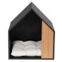 Half Open Wooden Pet House with Quilted Cushion
