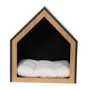 Fully Open Wooden Pet House with Quilted Cushion