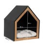Fully Open Wooden Pet House with Quilted Cushion