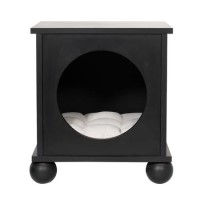 Pet Side Table with Quilted Cushion in Black