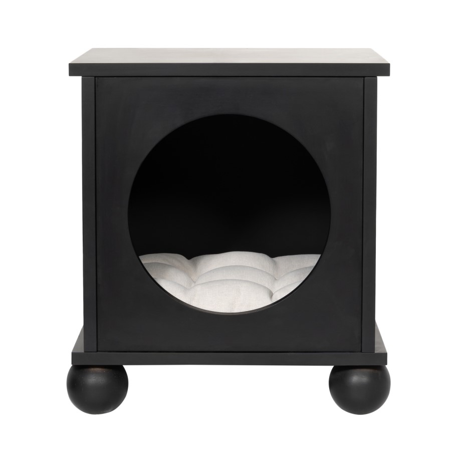 Pet Side Table with Quilted Cushion in Black