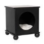 Indoor Cat House Side Table with Washable Cushion in Black
