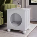 PFR025 Indoor Cat House Side Table with Washable Cushion in White