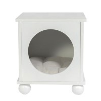 Pet Side Table with Quilted Cushion in White