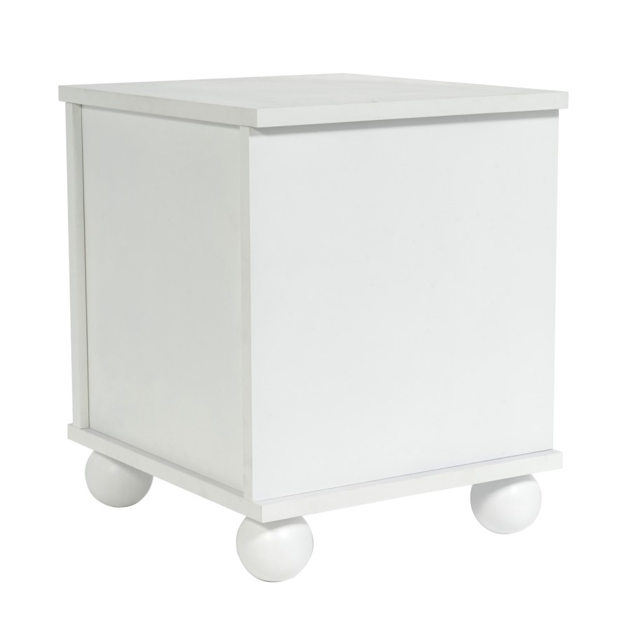 Pet Side Table with Quilted Cushion in White