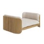 Beige Fabric Oak Pet Bed with Ribbed Sides