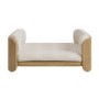Beige Fabric Oak Pet Bed with Ribbed Sides