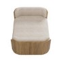 Beige Fabric Oak Pet Bed with Ribbed Sides