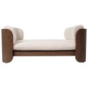 PFR027 Beige Fabric Pet Bed with Walnut Ribbed Sides - Washable Cover