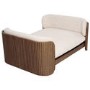 Beige Fabric Pet Bed with Walnut Ribbed Sides - Washable Cover