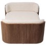 Beige Fabric Pet Bed with Walnut Ribbed Sides - Washable Cover