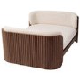 Beige Fabric Pet Bed with Walnut Ribbed Sides - Washable Cover