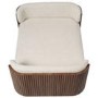 Beige Fabric Pet Bed with Walnut Ribbed Sides - Washable Cover