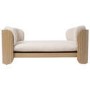 Beige Fabric Pet Bed with Oak Ribbed Sides - Washable Cover