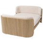 Beige Fabric Pet Bed with Oak Ribbed Sides - Washable Cover