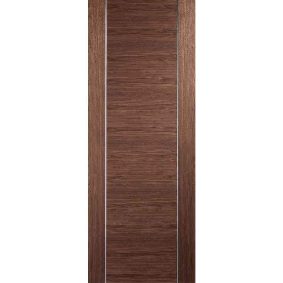 Internal Walnut Door with Aluminium Detail - Pre-Finished - 1981 x 838 x 35mm - Forli - XL Joinery