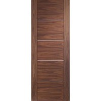 Internal Walnut FD30 Fire Door with Aluminium Detail - Pre-Finished - 1981 x 686 x 44mm - Portici - XL Joinery