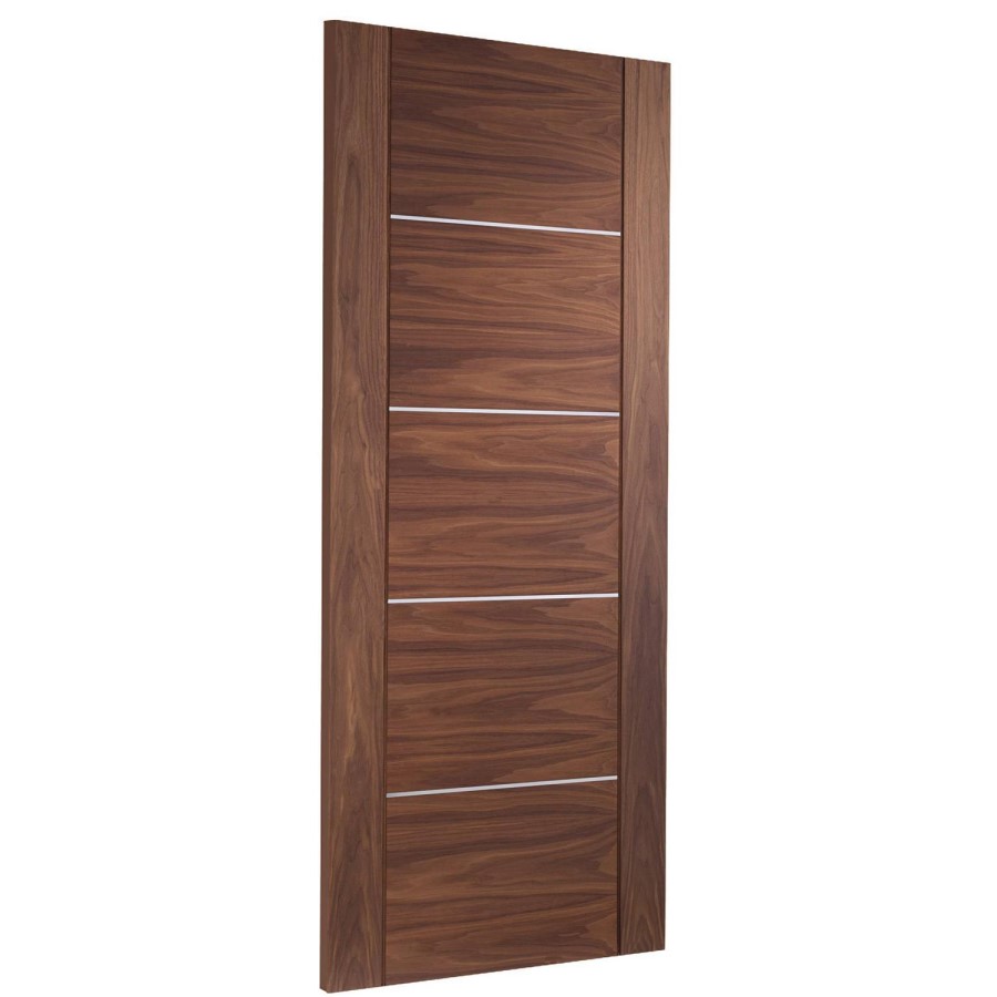 Internal Walnut Door with Aluminium Detail - Pre-Finished - 1981 x 686 x 35mm - Portici - XL Joinery