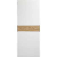 Internal White Painted Door with Oak Veneer Inlay - Pre-Finished - 1981 x 838 x 35mm - Asti - XL Joinery