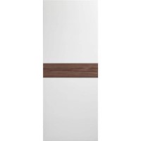 Internal White Painted Door with Walnut Veneer Inlay - Pre-Finished - 1981 x 838 x 35mm - Asti - XL Joinery