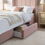 Kids Pink Velvet Single Bed Frame with Storage Drawer - Phoebe