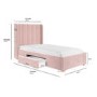 Kids Pink Velvet Single Bed Frame with Storage Drawer - Phoebe