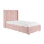 Kids Pink Velvet Single Bed Frame with Storage Drawer - Phoebe