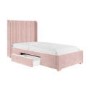 Kids Pink Velvet Single Bed Frame with Storage Drawer - Phoebe