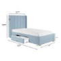 Kids Blue Velvet Single Bed Frame with Storage Drawer - Phoebe