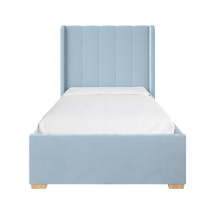 Blue Velvet Single Bed Frame with Storage Drawer - Phoebe