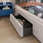 GRADE A1 - Grey Velvet Single Bed Frame with Storage Drawer - Phoebe