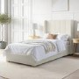 Cream Fabric Single Bed Frame with Storage Drawer - Phoebe