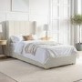 Cream Fabric Single Bed Frame with Storage Drawer - Phoebe