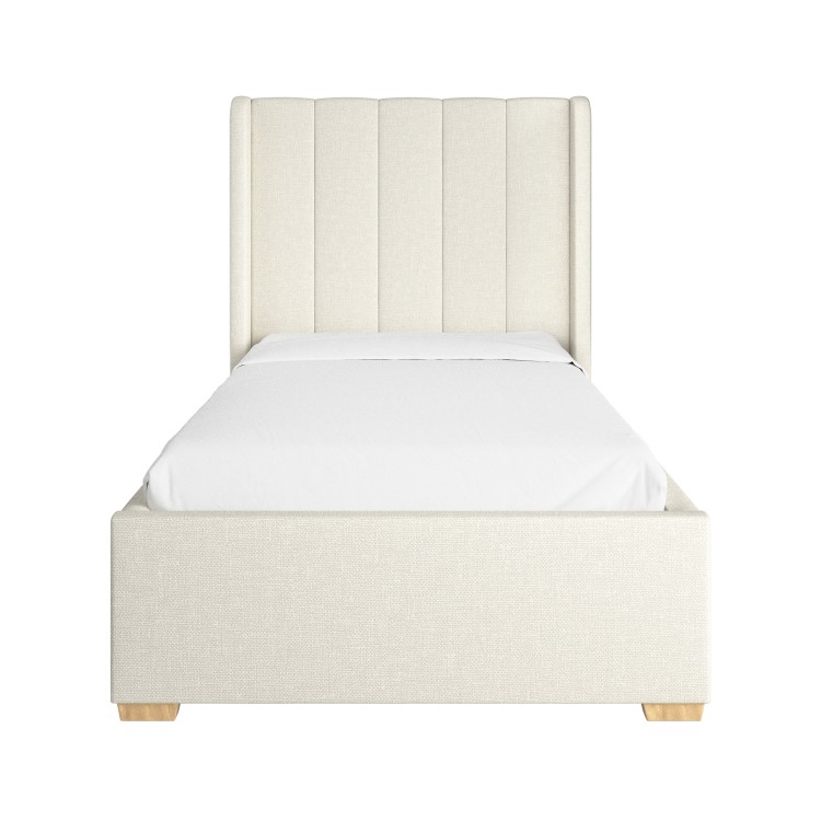 Cream Fabric Single Bed Frame with Storage Drawer - Phoebe