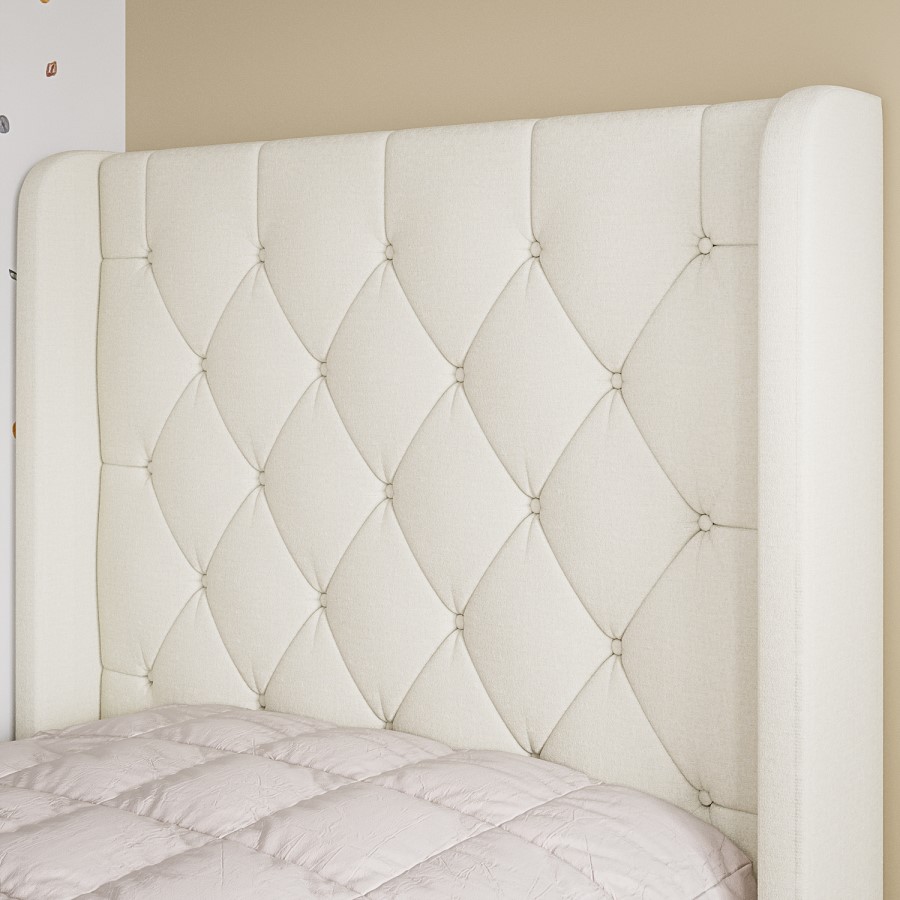 ONLY OPENED - Beige Fabric Single Bed Frame with Storage Drawer - Phoebe